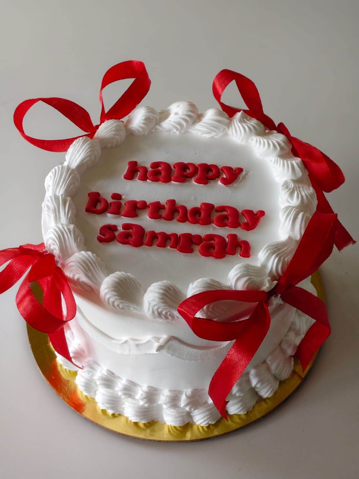 Elegant White & Red Birthday Cake
